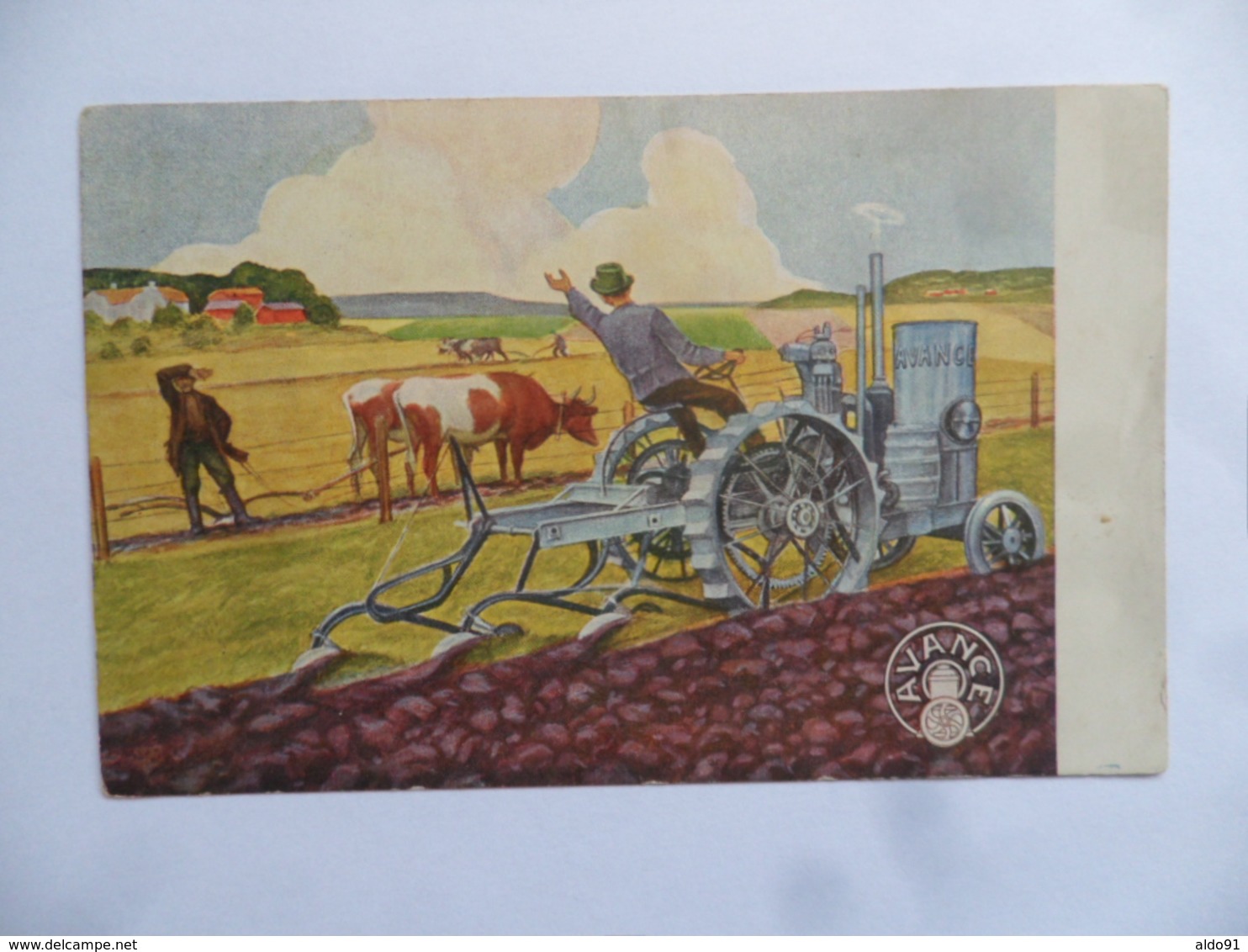 (Carte Publicitaire - Agriculture....)  - TRACTEUR " AVANCE '  (Moteur Suédois....!!)......voir Scans - Tracteurs