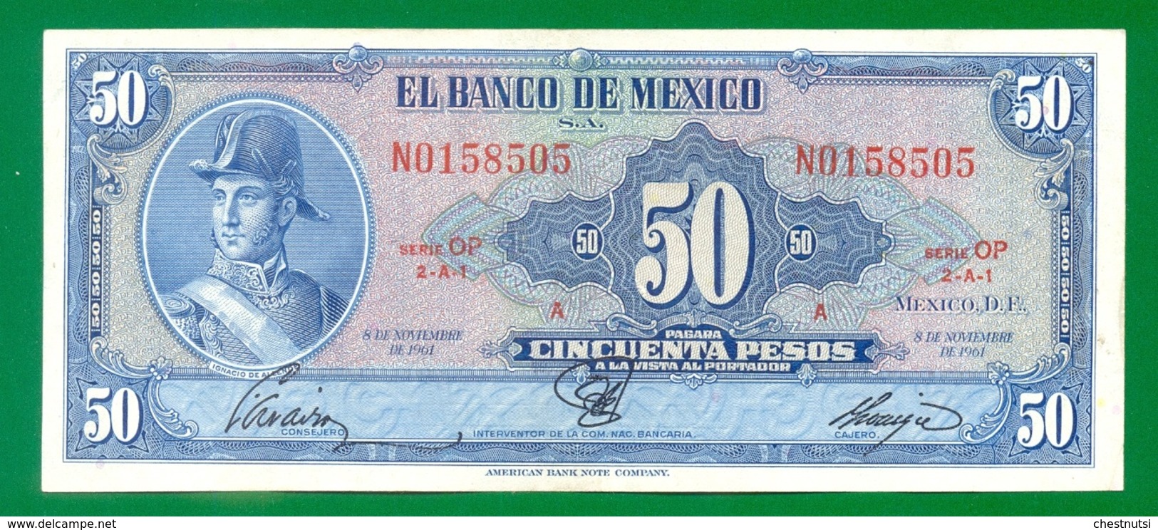 Mexico 50 Pesos 1961 P49n VF+ - Mexiko