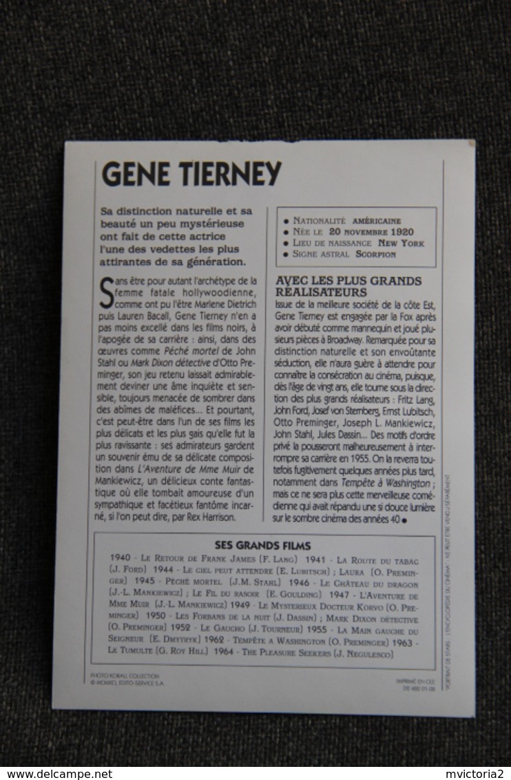 Artiste : GENE TIERNEY - Colecciones