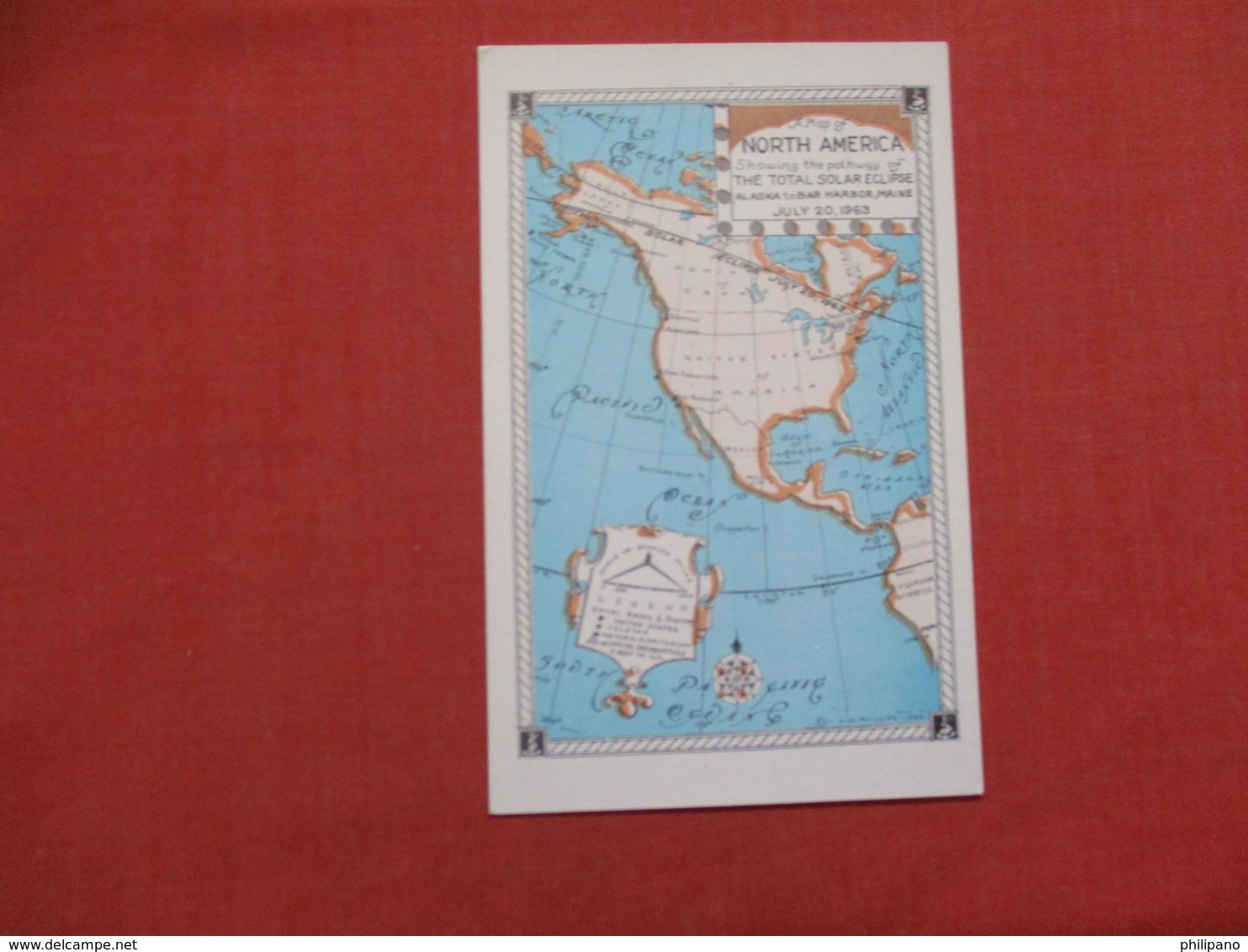 Map Showing Pathway Of Total Solar Eclipse  July 20  1963     Ref 3529 - Sterrenkunde