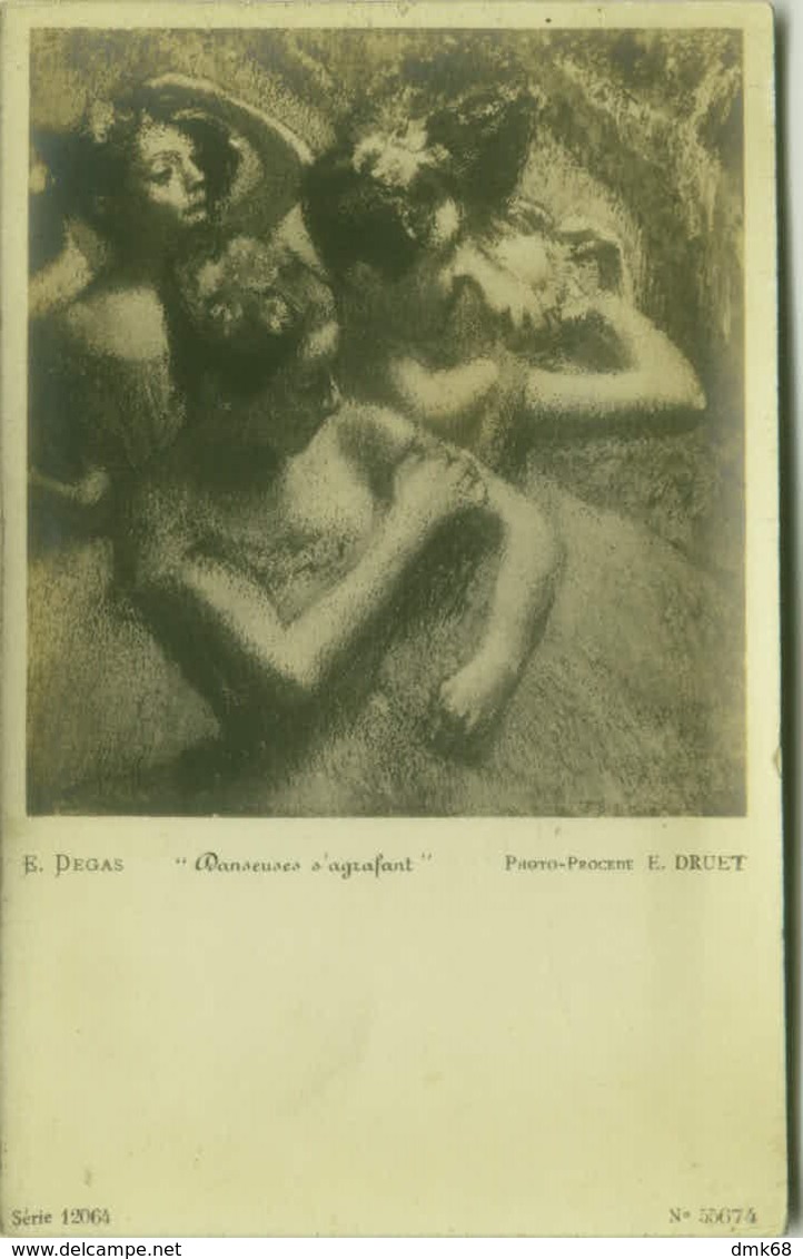 E. DEGAS - DANSEUSES S'AGRAFANT - PHOTO E. DRUET - RPPC POSTCARD 1910s (BG73) - Malerei & Gemälde