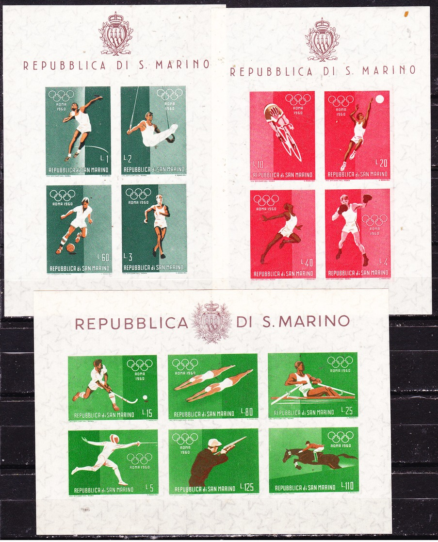 Olimpiade Roma -San Marino  1960 Foglietti-Serie Completa Nuova MNH** - Summer 1960: Rome