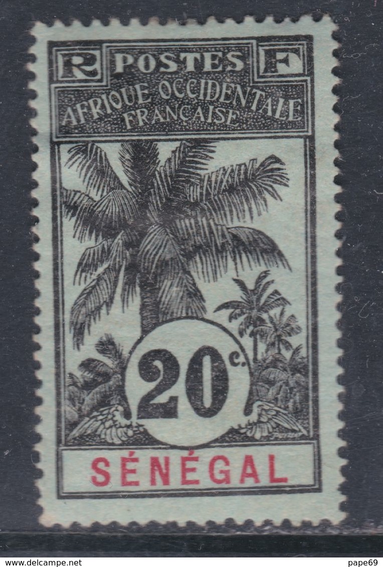 Sénégal  N° 36 X Partie De Série Palmiers : 20 C. Noir Sur Bleu-gris,  Trace De Charnière Sinon TB - Unused Stamps
