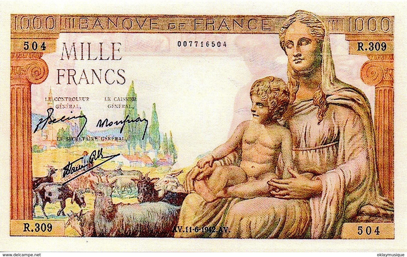 Reproduction Du Billet - 1 000 F 1940-1944 ''Commerce Et Industrie''