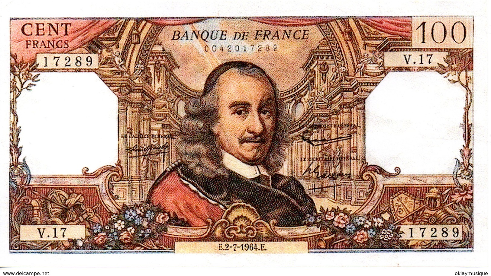 Reproduction Du Billet - 100 F 1964-1979 ''Corneille''