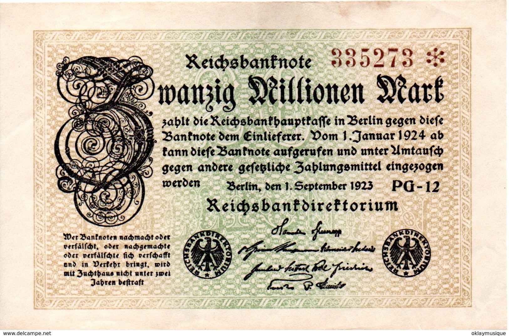 20 Millions Mark 1923 Neuf - 20 Millionen Mark