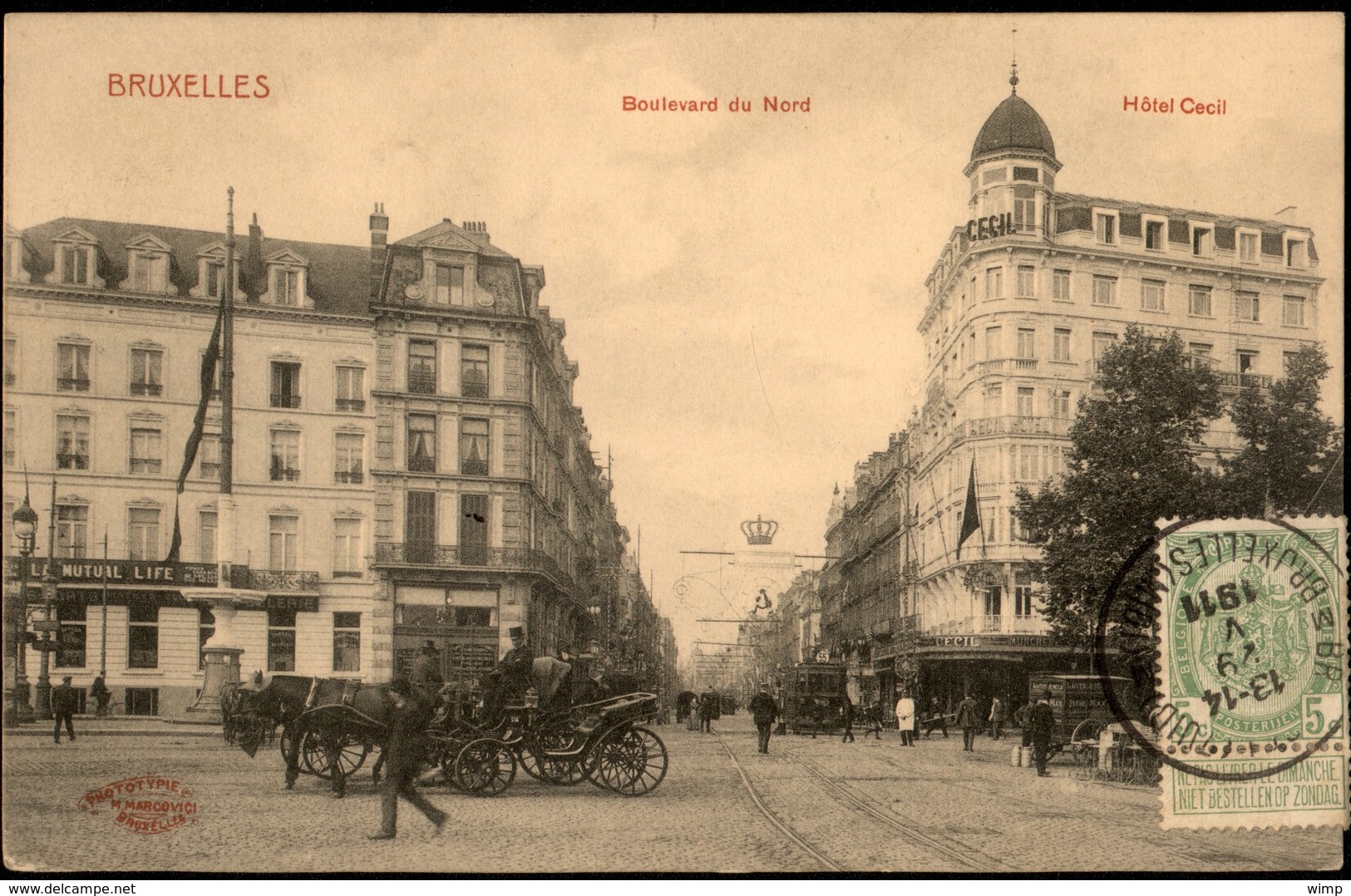 BRUXELLES : Bd Du Nord / Hôtel Cécil / Calèches - Monumenten, Gebouwen