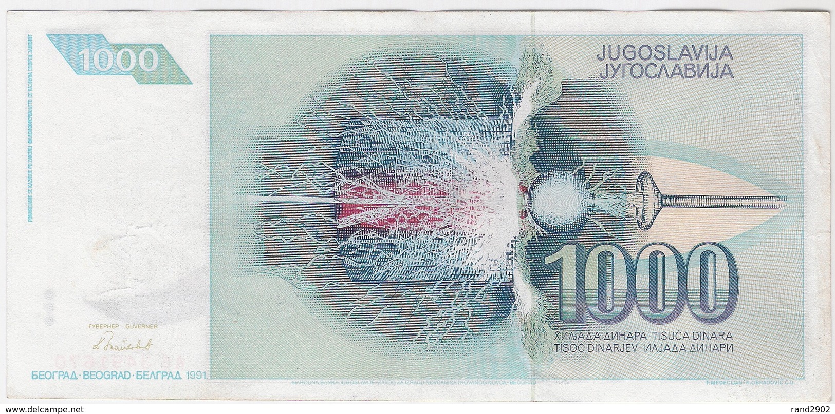 Yugoslavia 1000 Dinara 1991 (9) P-110 /010B/ - Jugoslawien