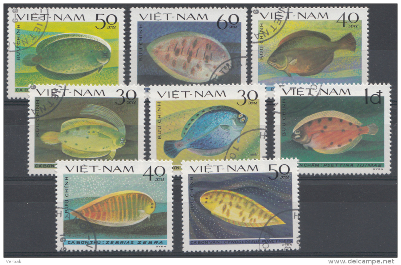 VIETNAM MI.NR.1272-1279 VISSEN PLATTFISCHE  USED / GEBRUIKT / OBLITERE 1982 - Vietnam