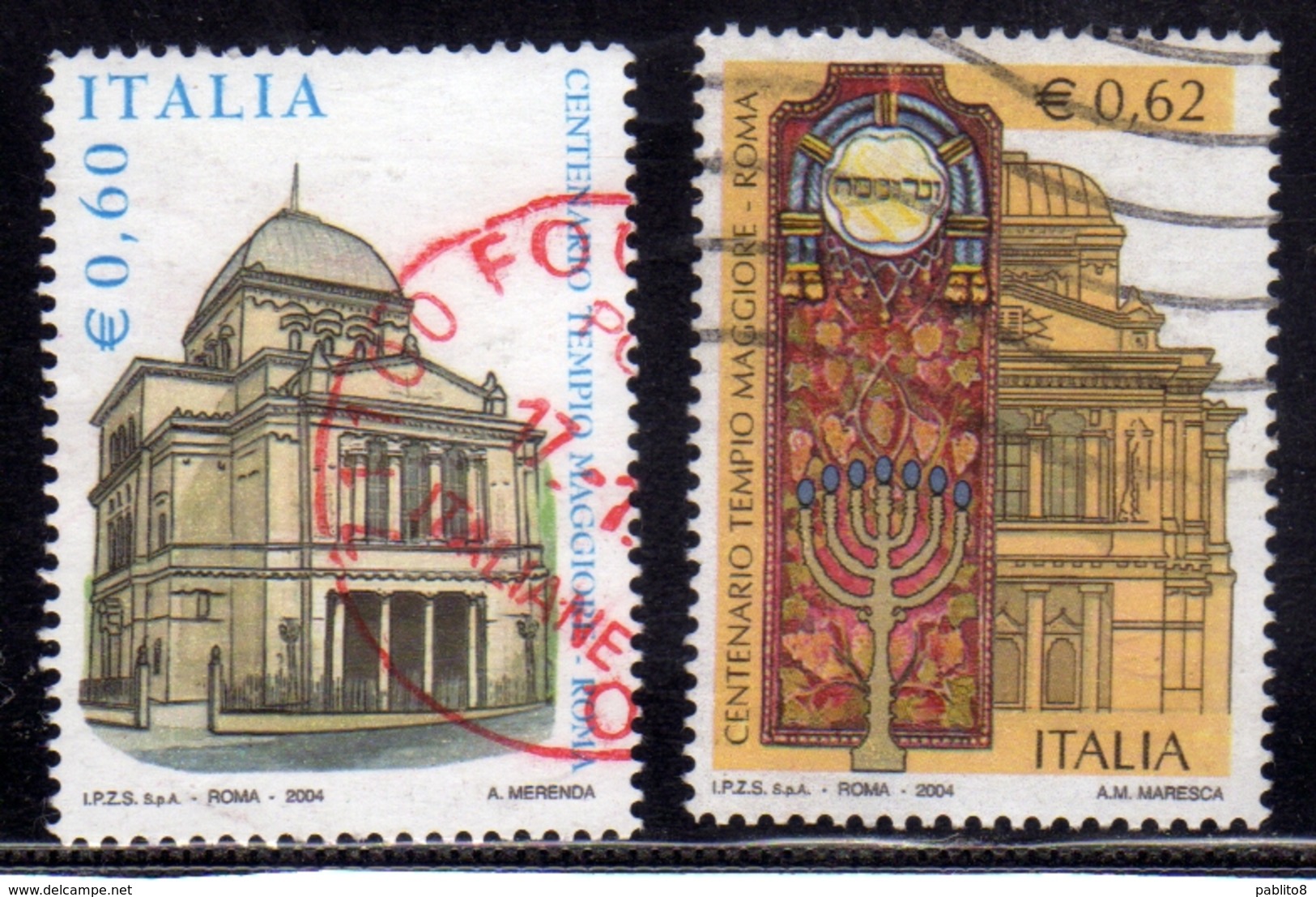 ITALIA REPUBBLICA ITALY REPUBLIC 2004 TEMPIO MAGGIORE DI ROMA SERIE COMPLETA COMPLETE SET USATA USED OBLITERE' - 2001-10: Usati