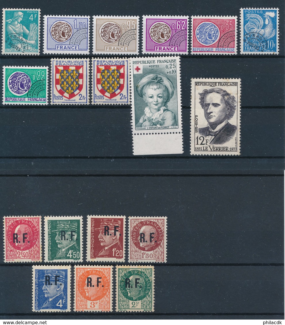 FRANCE - BELLE COLLECTION DE 413 TIMBRES DONT LIBERATION NEUFS* AVEC CHARNIERE OU GOMME ALTEREE+BANDE JOURNAL+CARTES