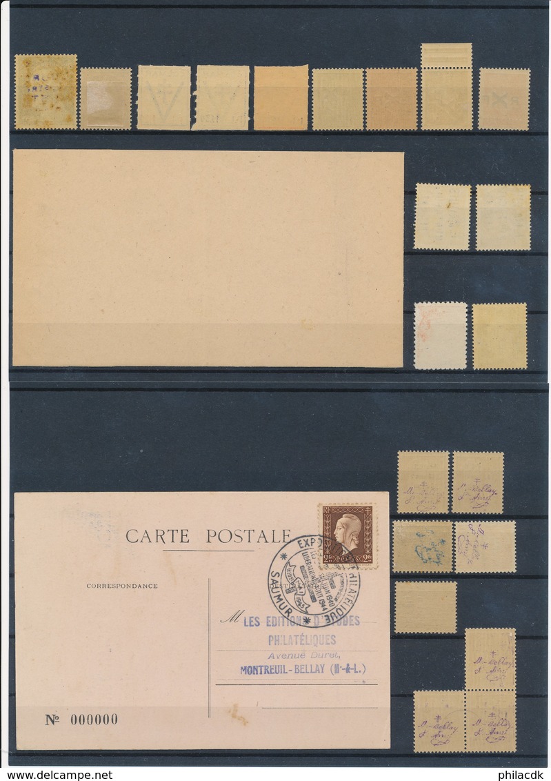 FRANCE - BELLE COLLECTION DE 413 TIMBRES DONT LIBERATION NEUFS* AVEC CHARNIERE OU GOMME ALTEREE+BANDE JOURNAL+CARTES