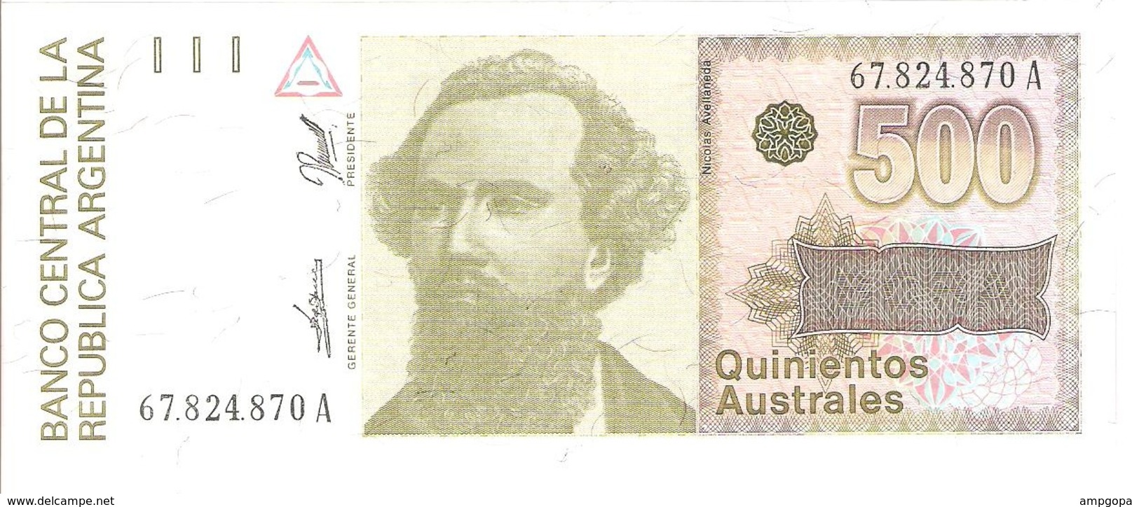 Argentina 500 Australes 1990 Pk 328 B Firmas E. De Paul Y G.A.G. Fraga UNC Ref 3236-1 - Argentina