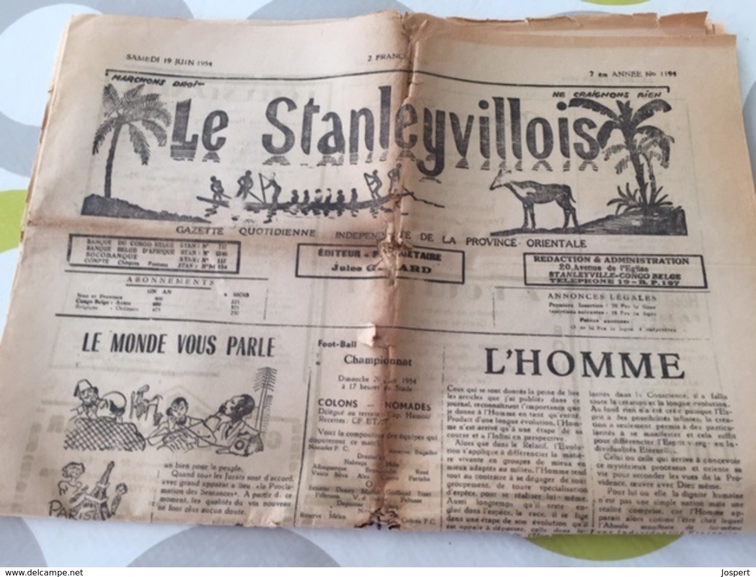 Congo Stanleystad, "Le Stanleyvillois,gazet, 1954, 10 Blz; 8 Scans, Envoyer:A4 ;  Belgique : 2,50, Europe : 5 EUR - Zeitschriften & Kataloge