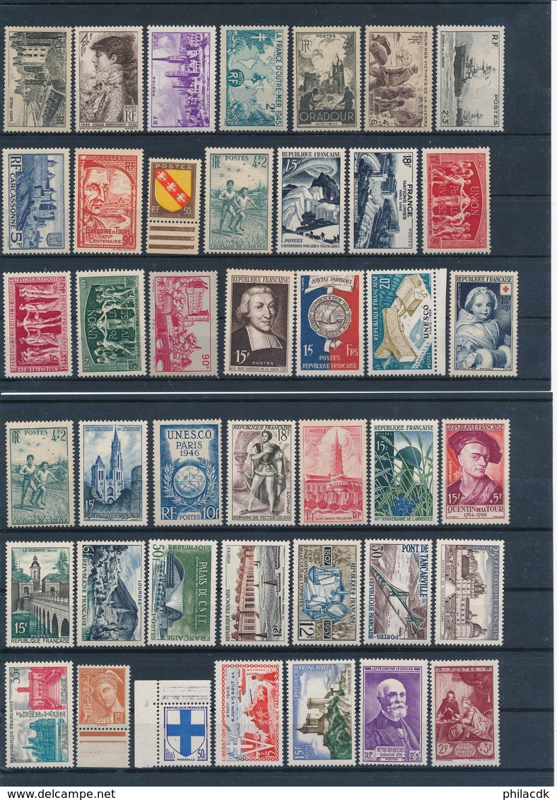 FRANCE - BELLE COLLECTION DE 602 TIMBRES NEUFS** SANS CHARNIERE POUR ETUDE - VOIR SCANNS RECTO VERSO - Collections