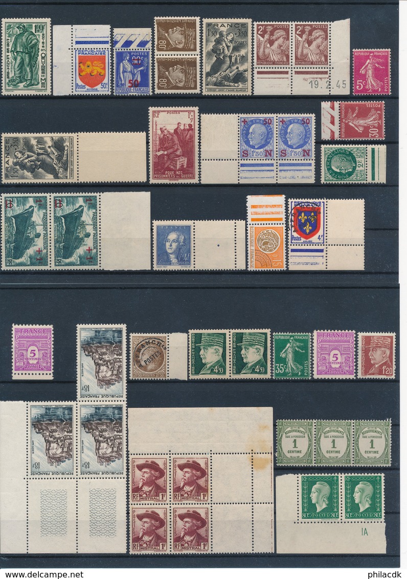 FRANCE - BELLE COLLECTION DE 602 TIMBRES NEUFS** SANS CHARNIERE POUR ETUDE - VOIR SCANNS RECTO VERSO