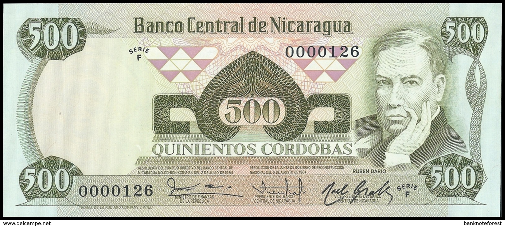 Nicaragua | 500 Cordobas | 1984 | P.142 | F 0000126 | UNC - Nicaragua