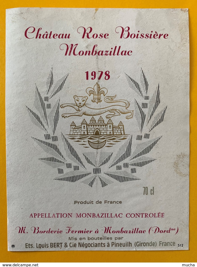 11209 - Château Rose Boissière 1978 - Monbazillac