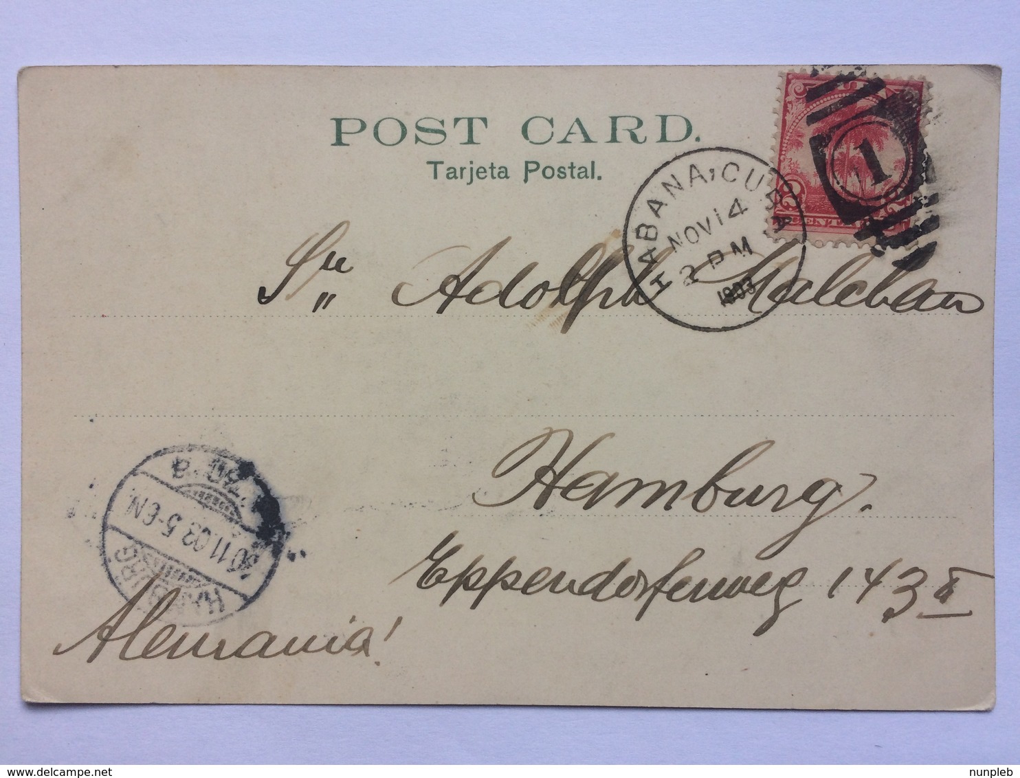 CUBA 1903 Postcard Habana / Havana To Hamburg Germany - Covers & Documents