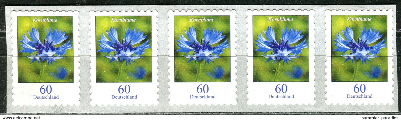 BRD - 5x Mi 3481R Mit 4-stelliger Nummer 1970 Aus Großrolle - ** Postfrisch - 60C   Blumen Kornblume, Ausgabe 01.08.2019 - Ungebraucht