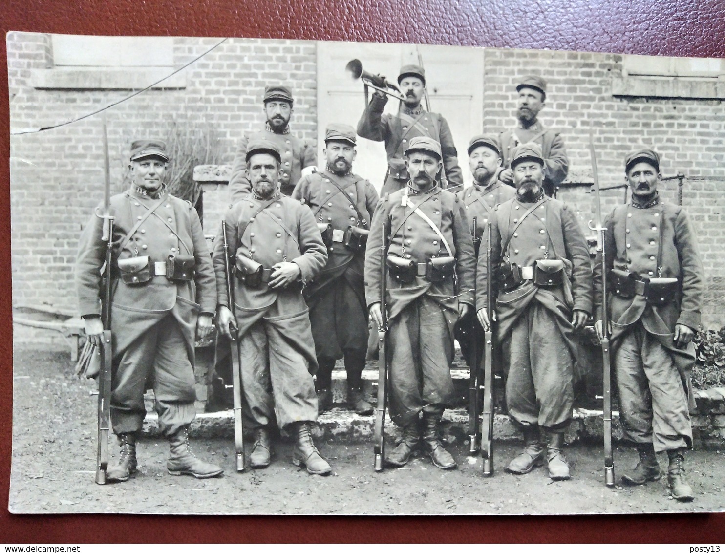 WW1 - CARTE PHOTO Groupe De Poilus - Fusils- Baïonnette - 1915  ALLONNE  Oise - Guerre 1914-18