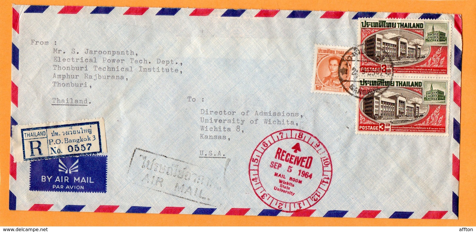 Thailand Old Cover Mailed To USA - Thailand
