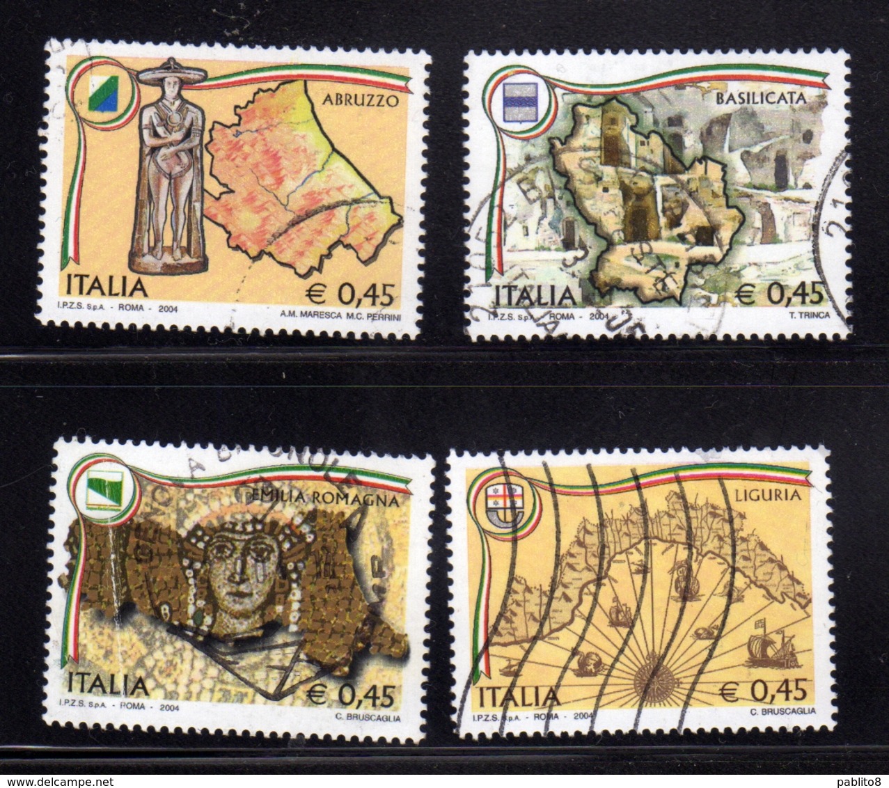 ITALIA REPUBBLICA ITALY REPUBLIC 2004 LE REGIONI SERIE COMPLETA COMPLETE SET USATA USED OBLITERE' - 2001-10: Usati