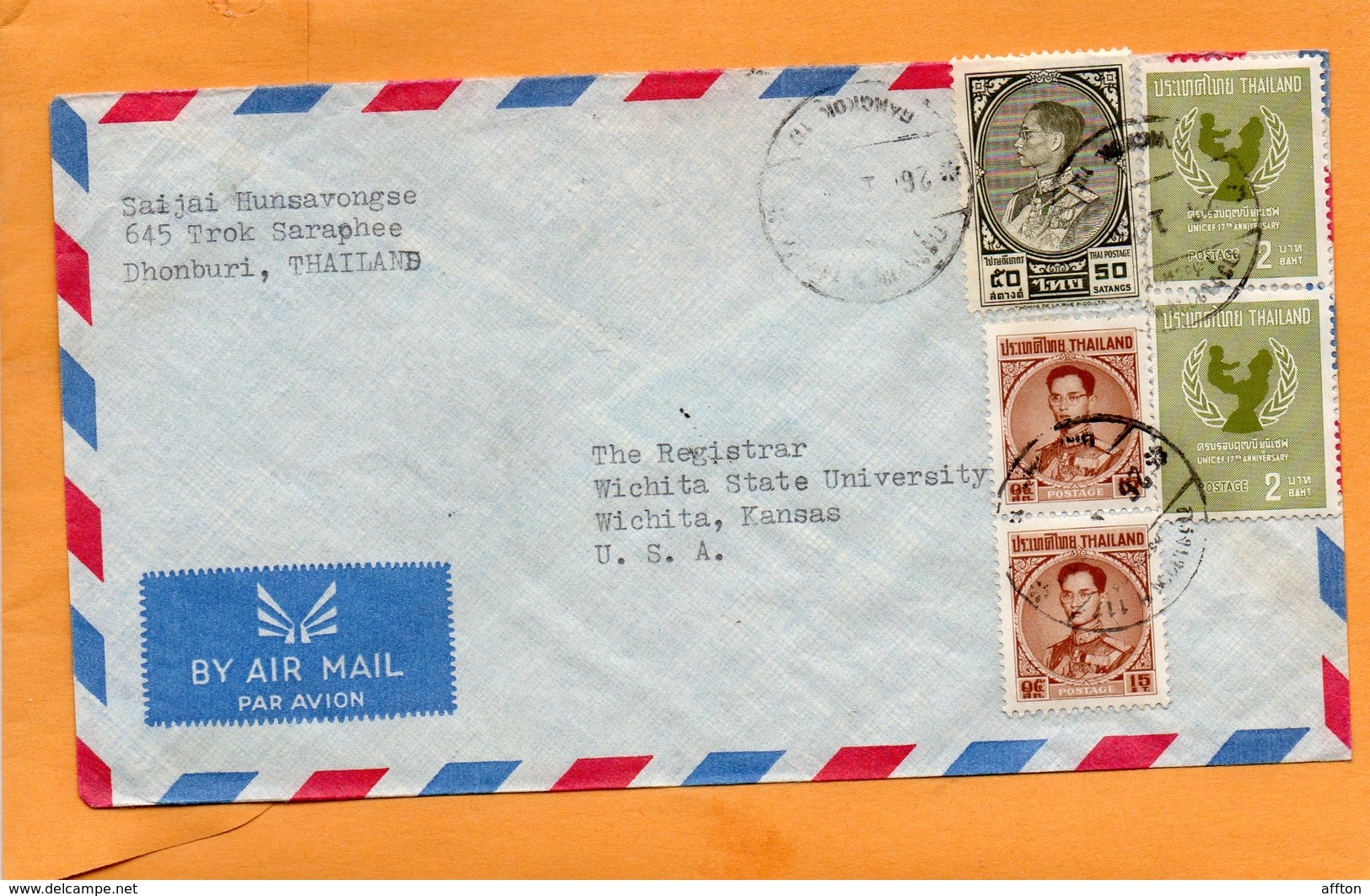Thailand Old Cover Mailed To USA - Thailand