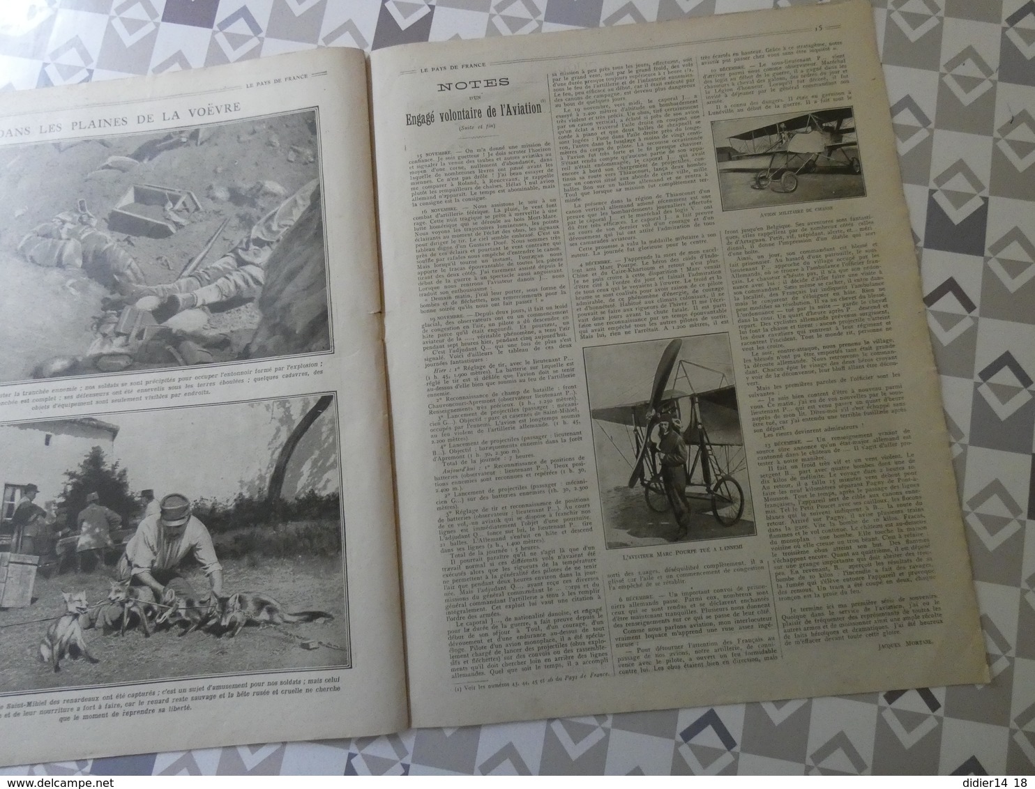 PAYS DE FRANCE N°47. 9/09/15. FOURNEAU DE MINE. ARGONNE.TERRITORIAUX. LORRAINE. VOLONTAIRE AVIATION. PEGOUD... - Français