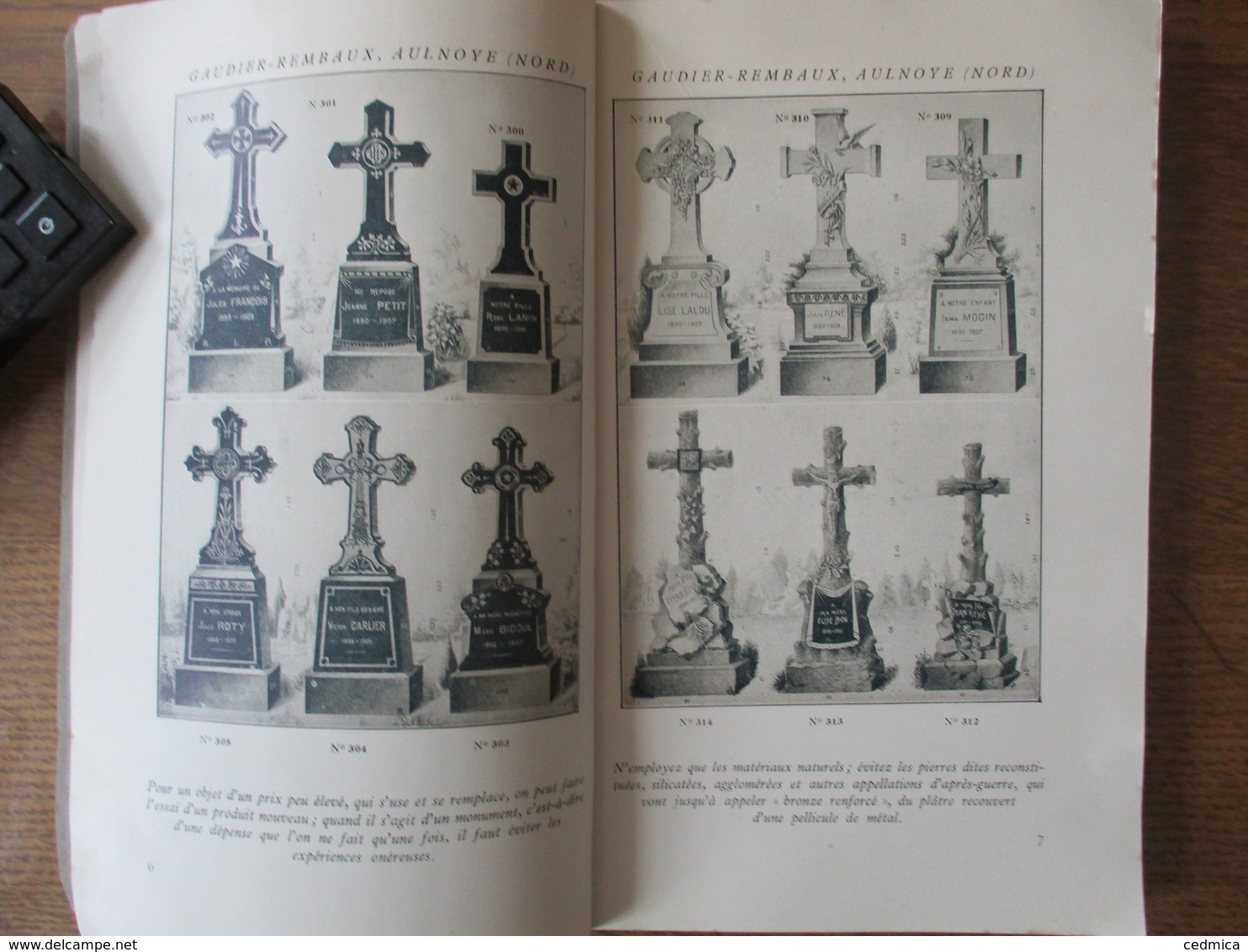 AULNOYE NORD GAUDIER REMBAUX MONUMENTS FUNERAIRES SOCIETE GRANITIERE DU NORD CATALOGUE 1925 98 PAGES - Advertising
