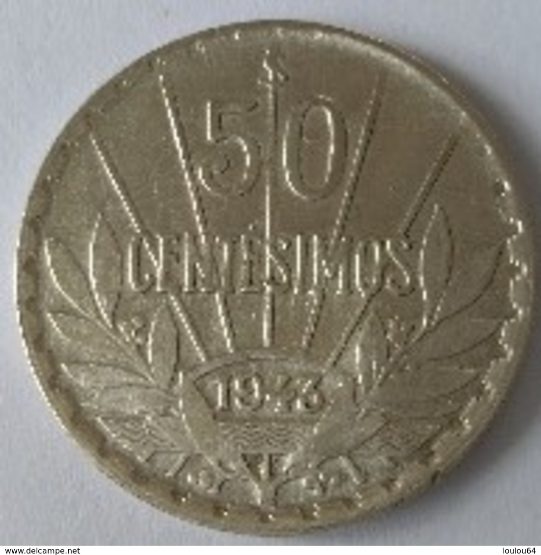 URUGUAY - 50 Centésimos 1943 - Argent - - Uruguay