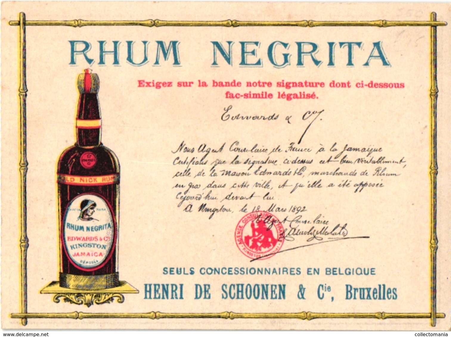 3 Chromo RHUM  La  Negrita  Serveuse  Restaurant   Jamaïca  Illustrateur Guillaume - Rhum