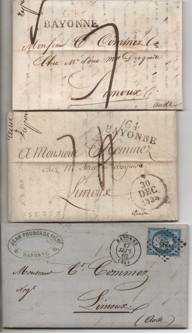 Lettres De BAYONNE, Pays Basque, écrites En 1827, 1828 Et 1862 - 1801-1848: Précurseurs XIX