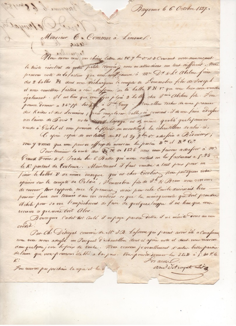 Lettres De BAYONNE, Pays Basque, écrites En 1827, 1828 Et 1862 - 1801-1848: Précurseurs XIX