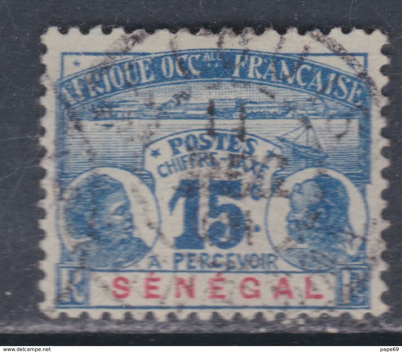 Sénégal Taxe N° 6  O  15 C. Bleu Sur Azuré, Oblitération Moyenne Sinon TB - Portomarken