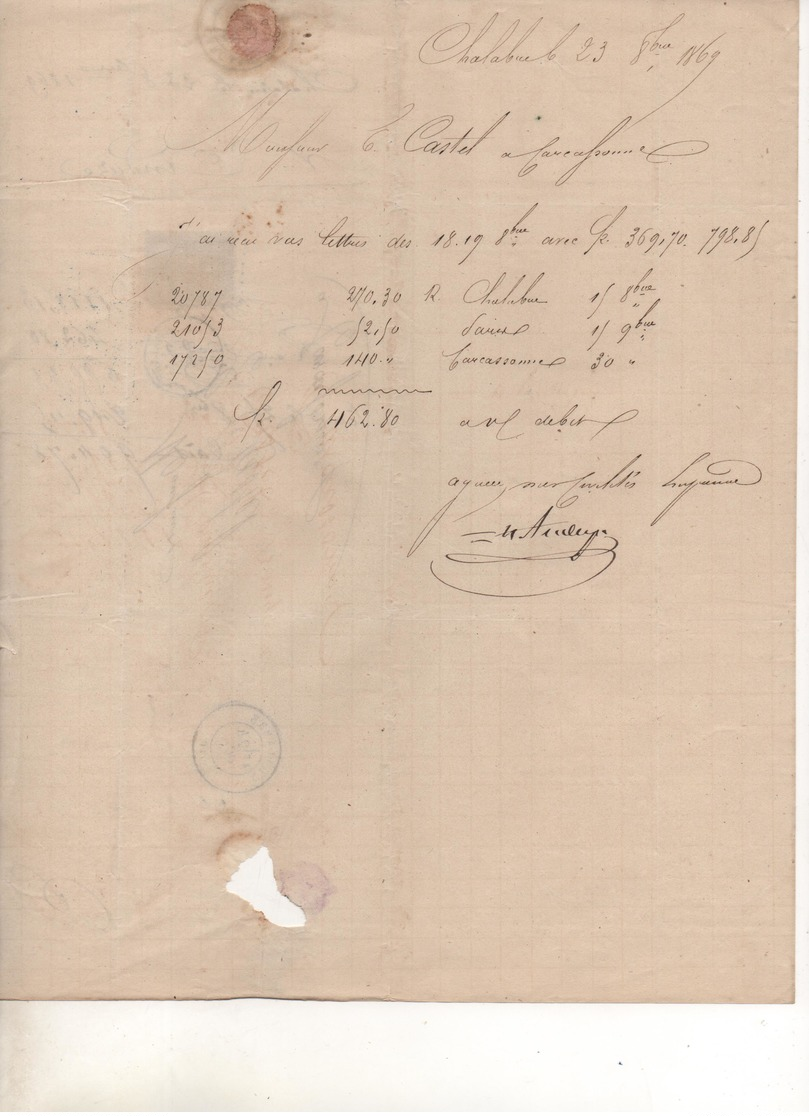 10 Lettres: ANNONAY, MIREPOIX, LIMOUX Sur AUDE, PERIGUEUX, NARBONNE, PERPIGNAN, AGEN, PAU, CHALABRE, LAVELANET / De 1869 - 1849-1876: Période Classique