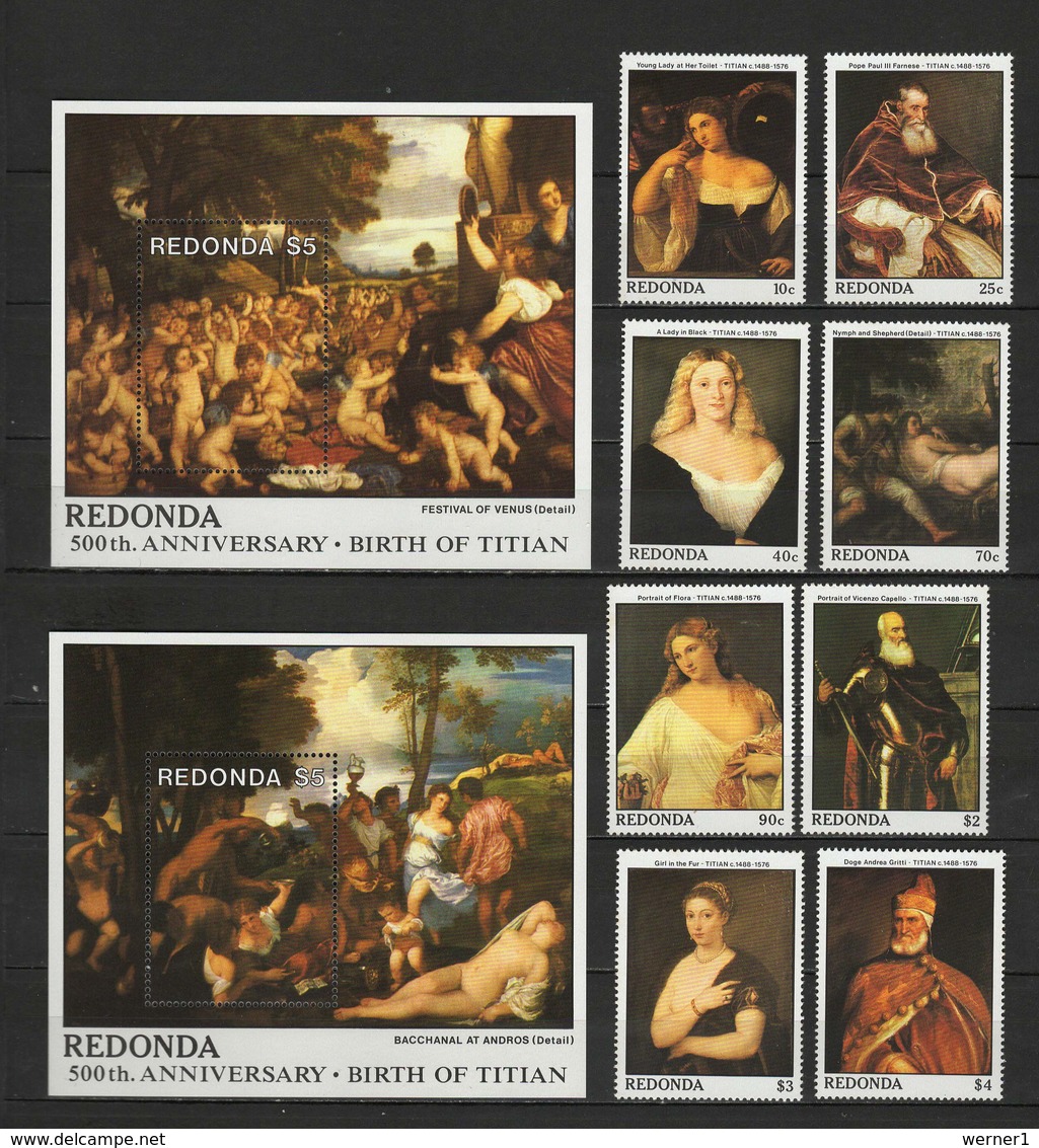 Redonda 1988 Paintings Titian - Tiziano Set Of 8 + 2 S/s MNH - Otros & Sin Clasificación