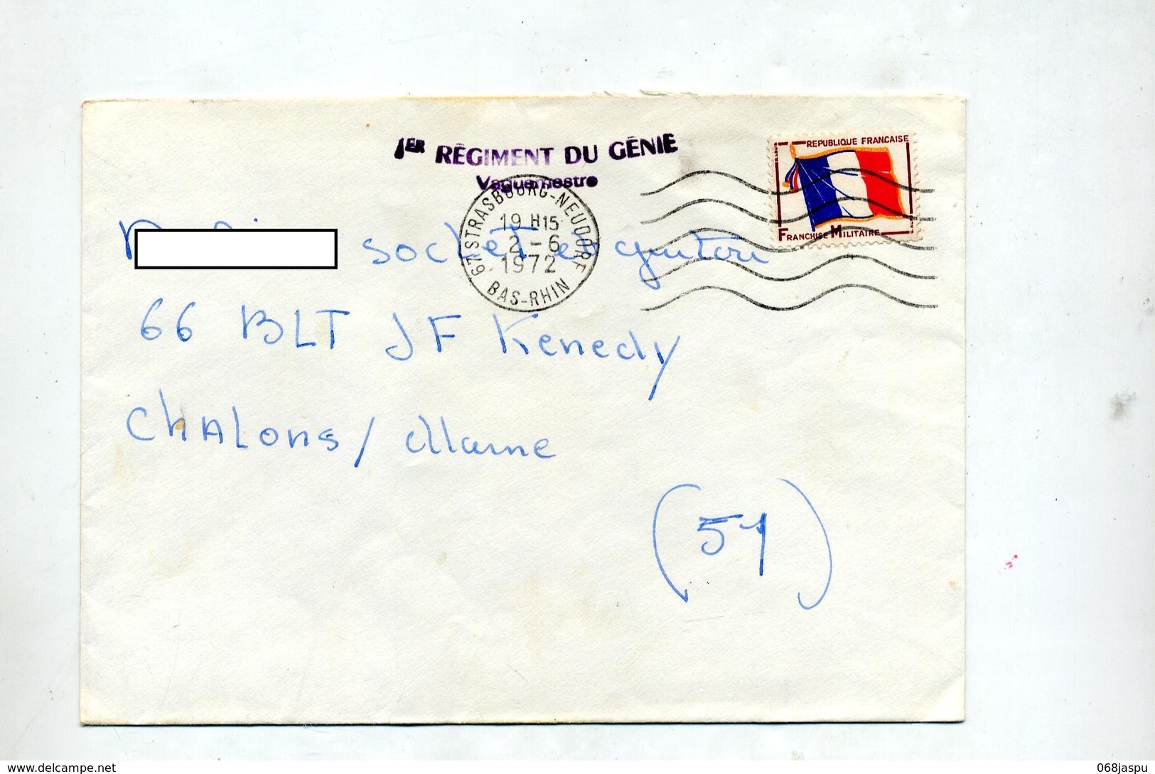 Lettre Franchise Militaire Flamme Muette Strasbourg Sur Drapeau + Regiment Genie - Oblitérations Mécaniques (flammes)