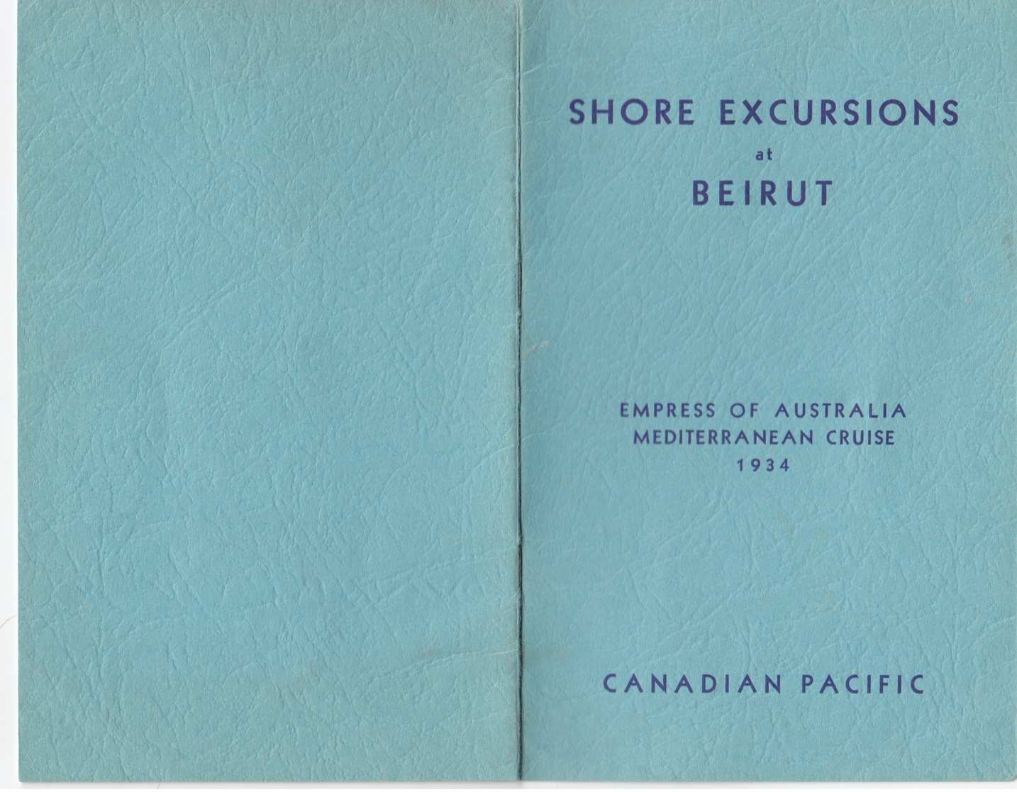 CP Ocean Liner "Empress Of Australia" Shore Excursion Booklet , BEIRUT , Lebanon , 1934 - Liban