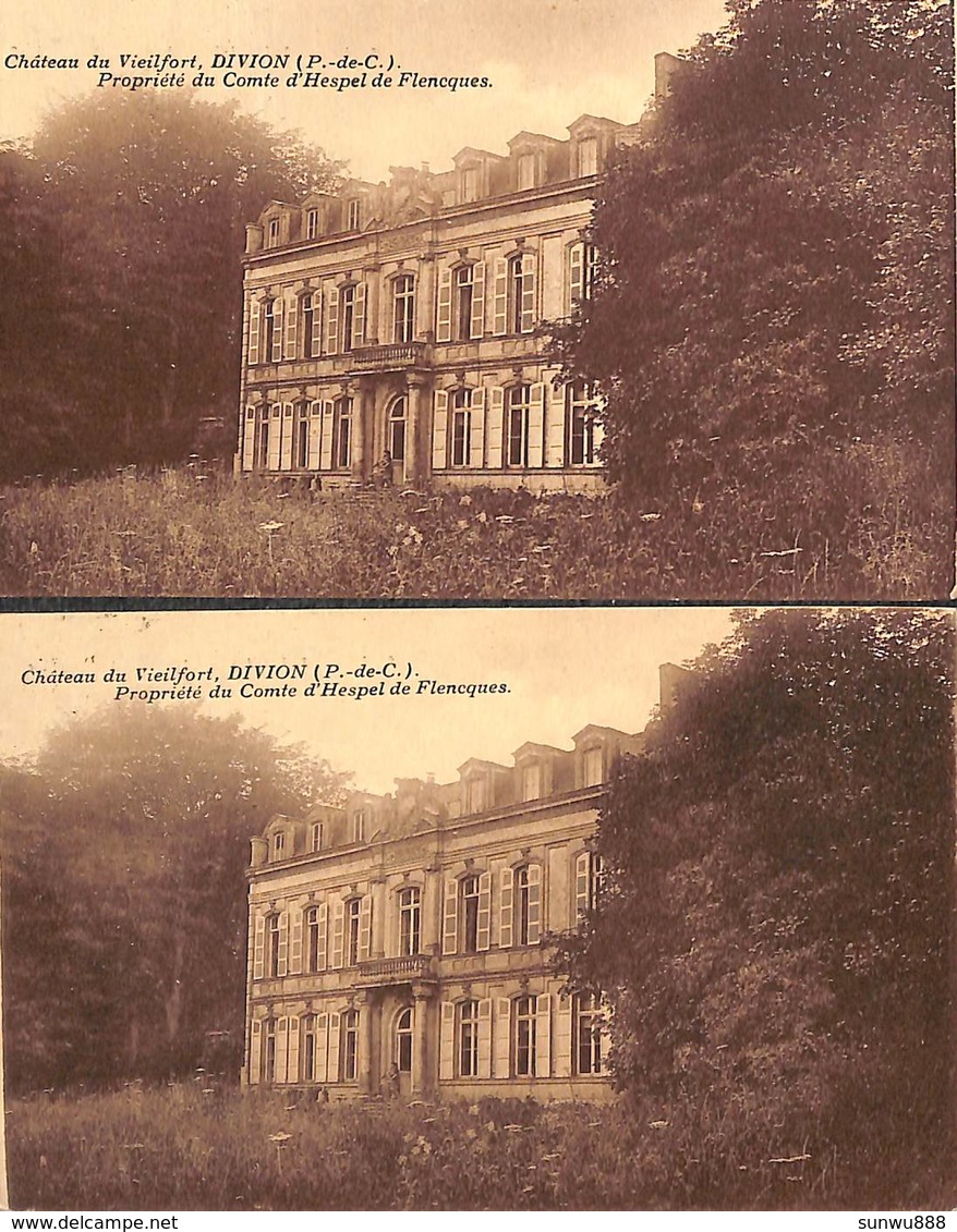 62 - Divion - Lot 2 Cartes Château Du Vieilfort - Divion