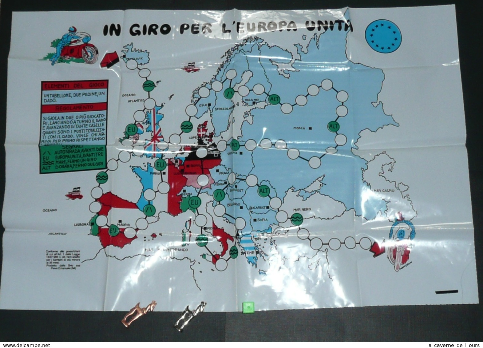 Rare Jeu De Société, In Giro Per L'Europa Unita, Italia, Pièces Et Dé - Autres & Non Classés