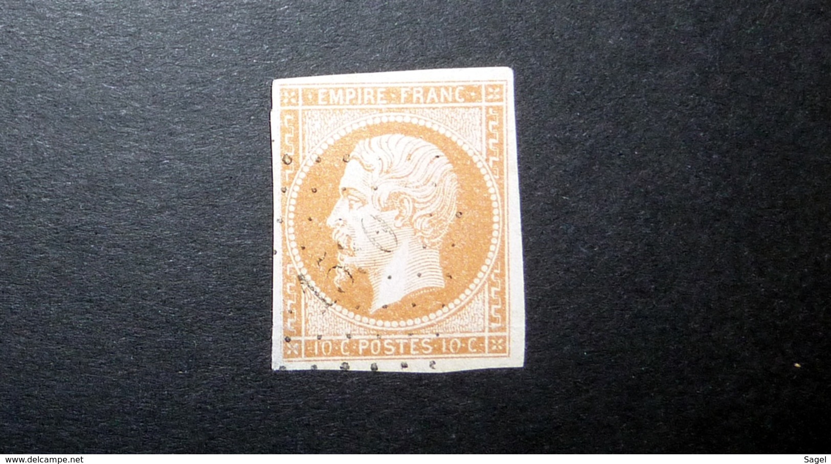 FRANCE 1853 N°13I OBL. LOSANGE PC 1530 (NAPOLÉON III. SECOND EMPIRE. 10C BISTRE. LÉGENDE EMPIRE FRANC. NON DENTELÉ. TYPE - 1853-1860 Napoléon III