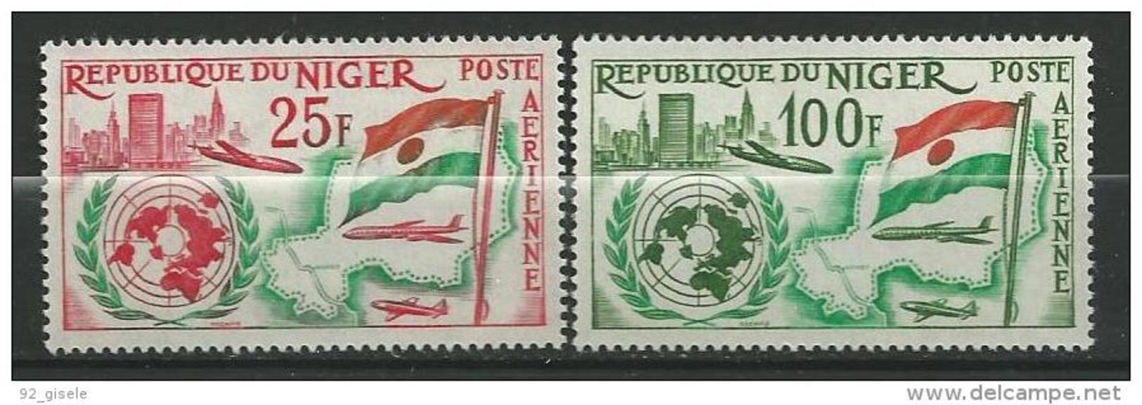 Niger Aerien YT 19 & 20 (PA) " Admission à L'ONU " 1961 Neuf** - Niger (1960-...)