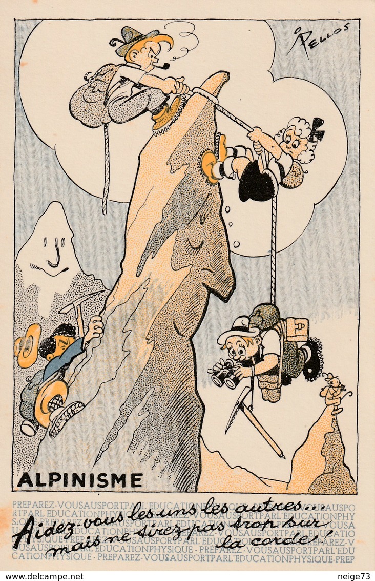 Carte Postale Illustrée Par Pellos - Humour - Sport - Alpinisme - Carte N°2 - Pellos