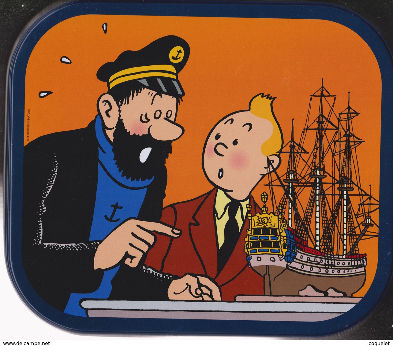 Tintin -  "Le Secret De La Licorne ) Boîte à Biscuit Delacre (grand Format) - Other & Unclassified