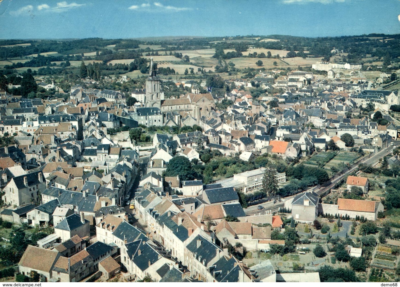 La Souterraine CPSM 23 Creuse   Vue Générale Aérienne  Marcophilie Daguin Flamme - La Souterraine