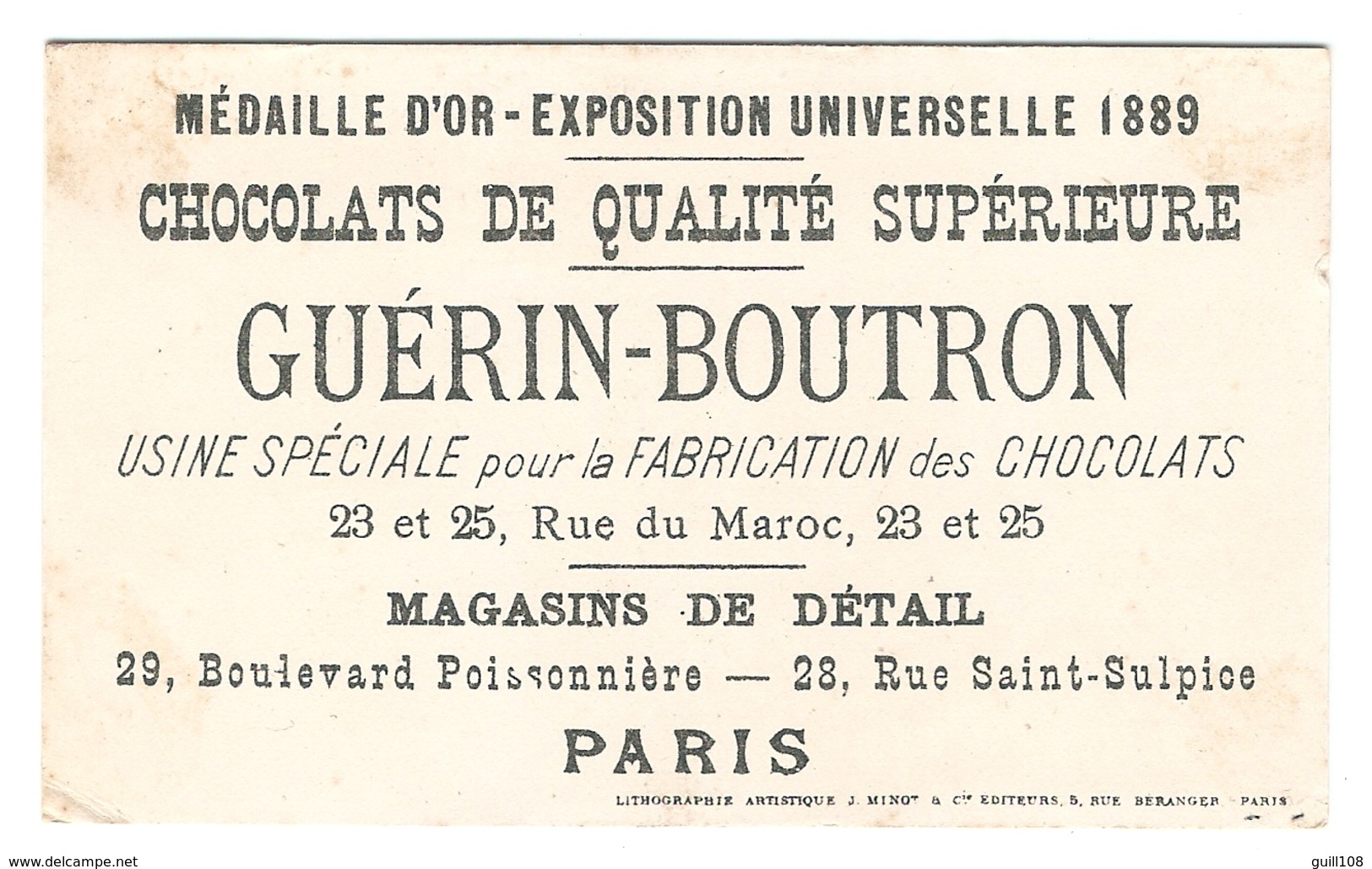 Chromo Chocolat Guérin Boutron Ombre Chinoise Minot Oiseau Lampe Pétrole Jeu Jouet Fusil Victorian Card Magie A15-2 - Guérin-Boutron