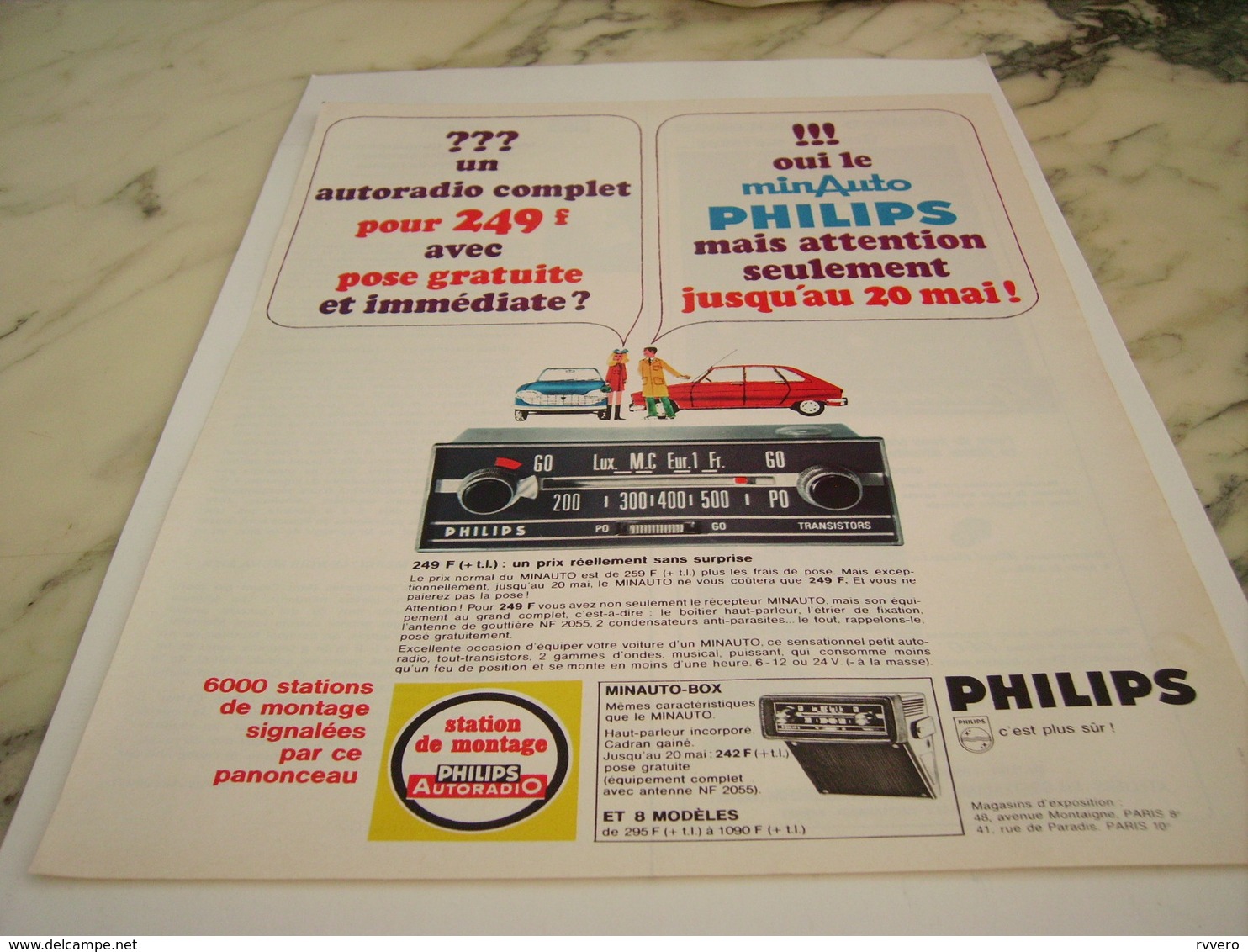 ANCIENNE   PUBLICITE AUTORADIO PHILIPS 1967 - Autres & Non Classés