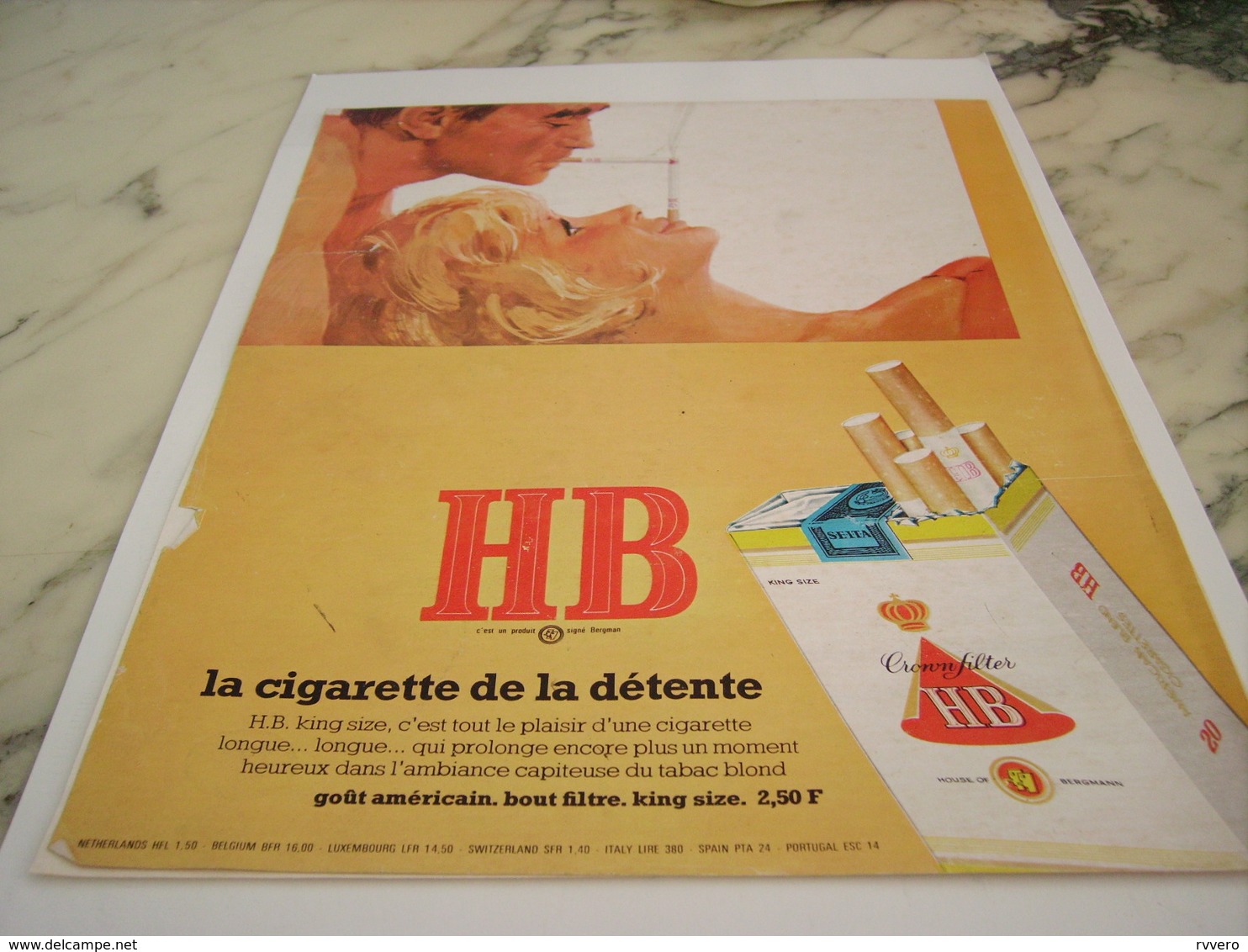 ANCIENNE PUBLICITE CIGARETTE DE DETENTE  HB 1967 - Autres & Non Classés