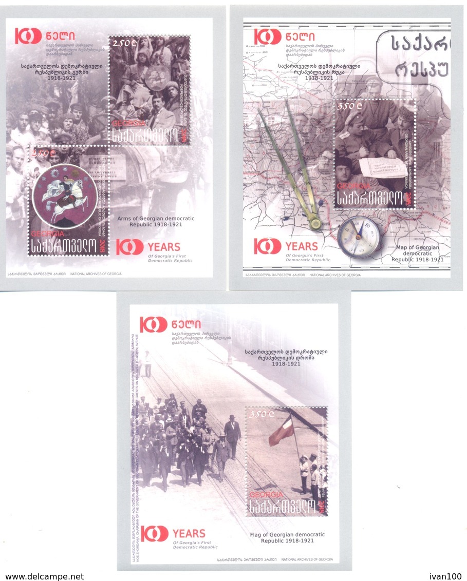 2018. Georgia, Centenary Of Georgian Democratic Republic, 3 S/s, Mint/** - Georgia